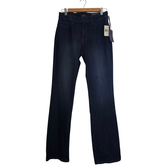 NYDJ Straight Leg Burbank Wash Blue Jeans Embrodered Beaded Pockets - Picture 2 of 13